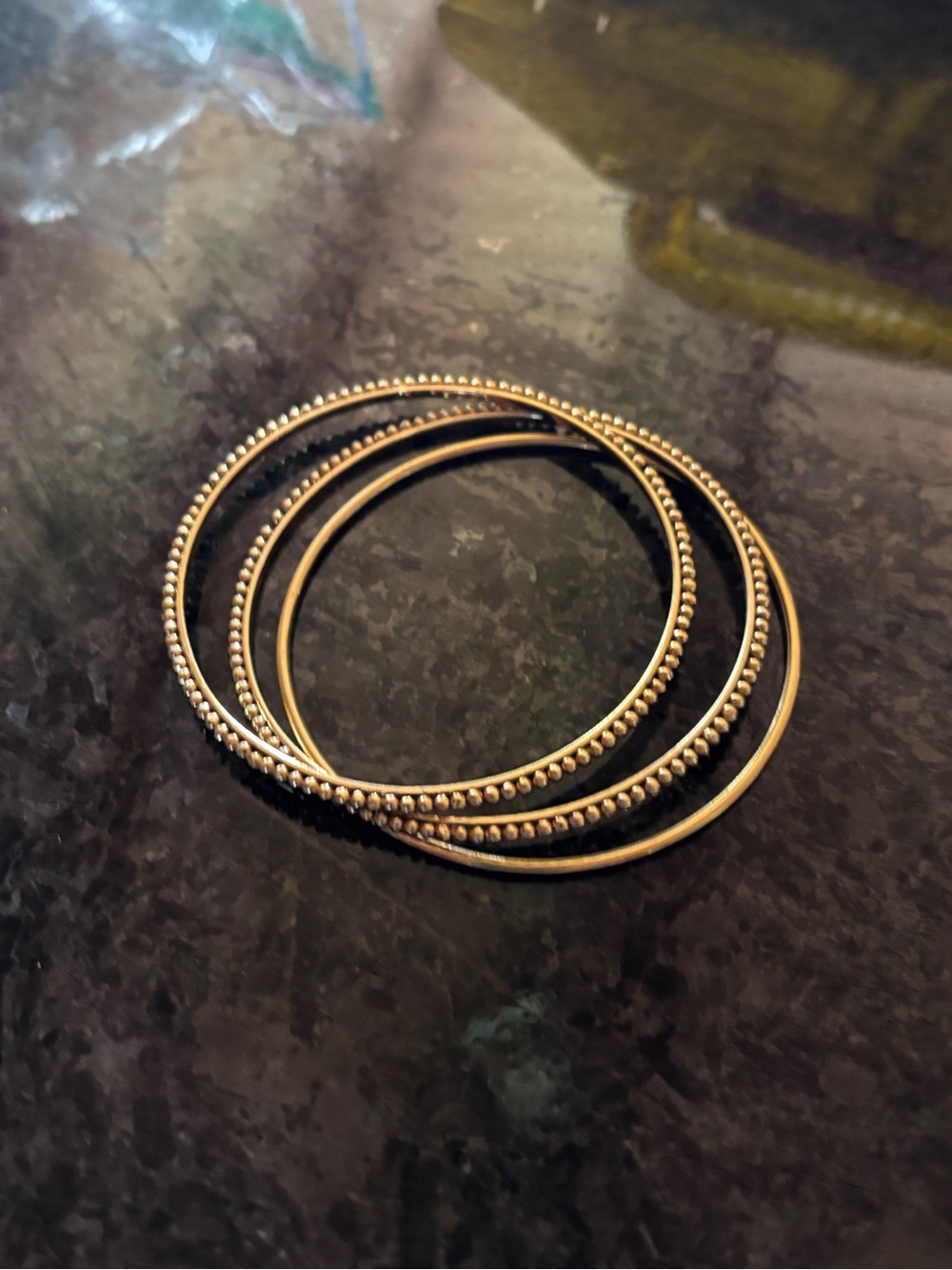 Gold Beaded Stackable Bangle Bracelets